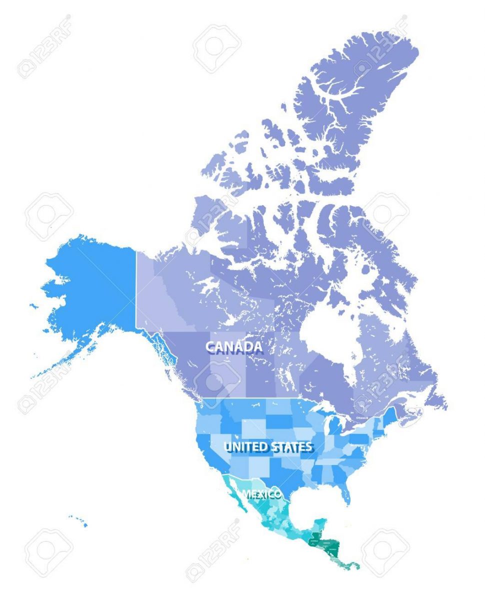 970x1190 Us Map North America High Resolution Vector Map States Borders