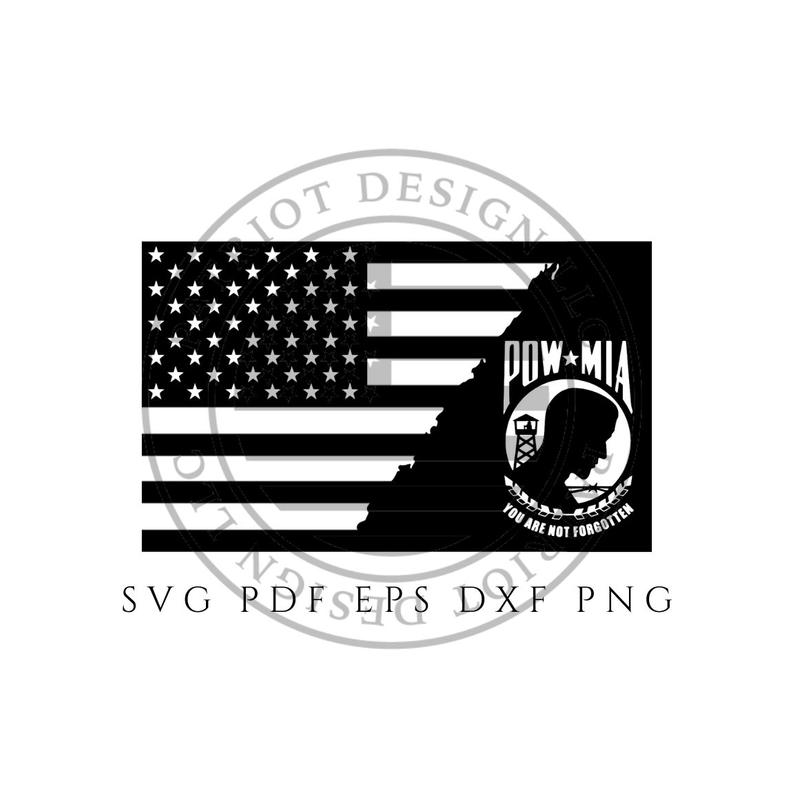 794x794 Pow Mia Pow American Flag Vector Black White Clip Art Etsy