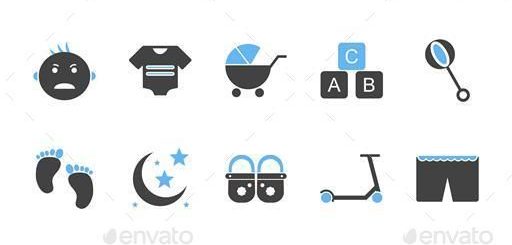 512x245 Vector Blue Vector Blue Black Filled Icons Bundle