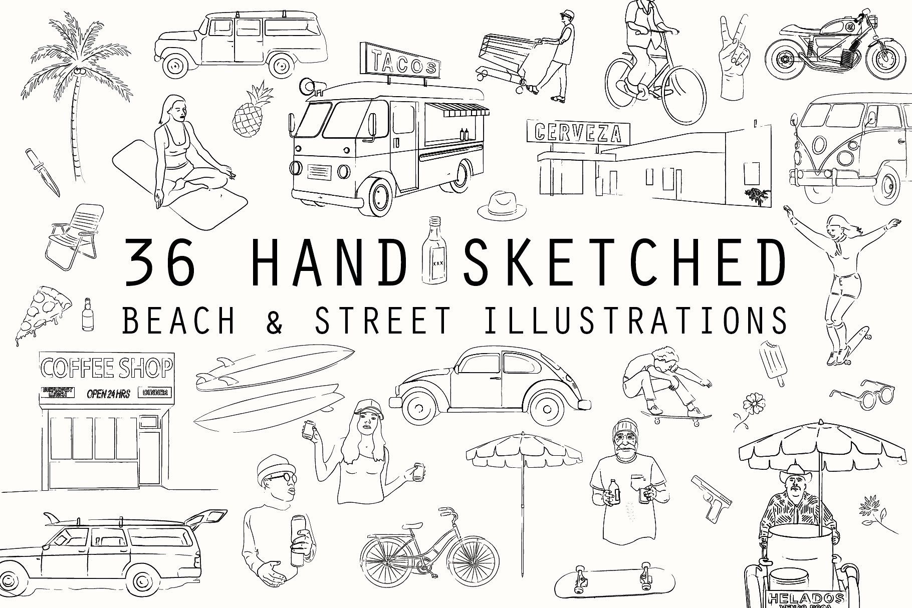 1820x1214 Hand Sketched Vector Drawings
