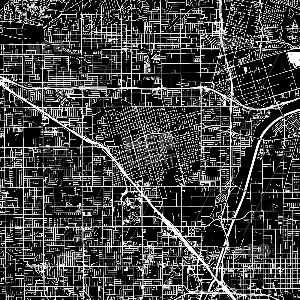 Anaheim, California, Downtown Map, Dark Hebstreits Sketches 1000x1000 Anaheim, California, Downtown Map, Dark Hebstreits Sketches
