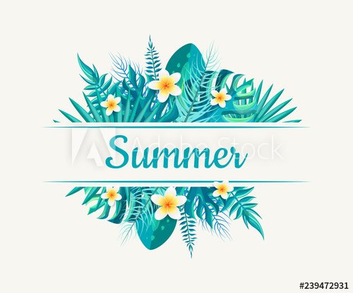 500x416 Monstera Branches And Vanilla Blossoms Vector