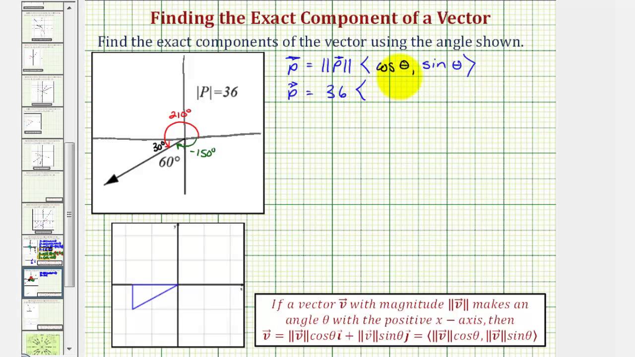 1280x720 Ex Find A Vector In Component Form Given An Angle