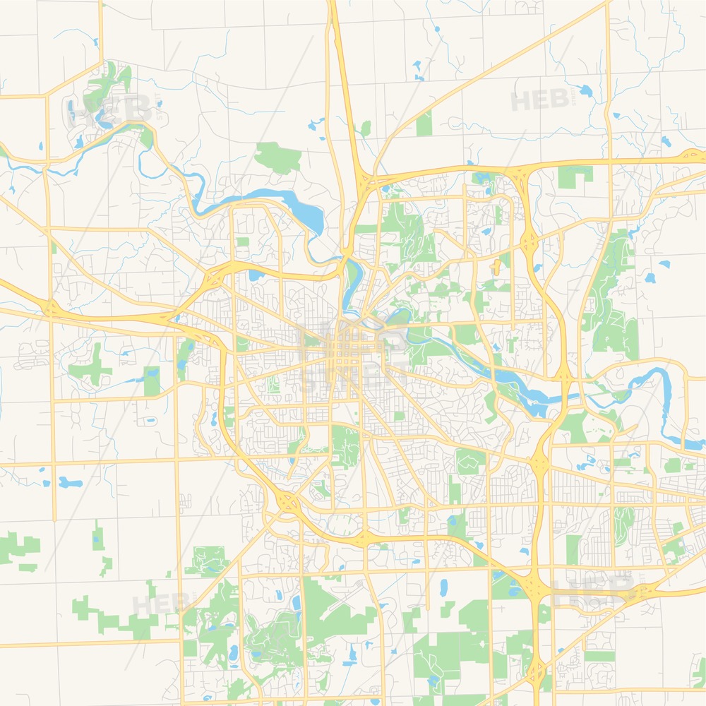 1000x1000 Empty Vector Map Of Ann Arbor, Michigan, Usa Hebstreits Sketches