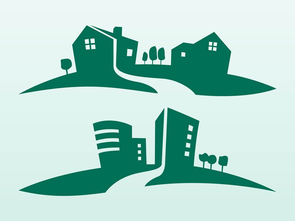 1024x765 Buildings Silhouettes Vector Art Graphics