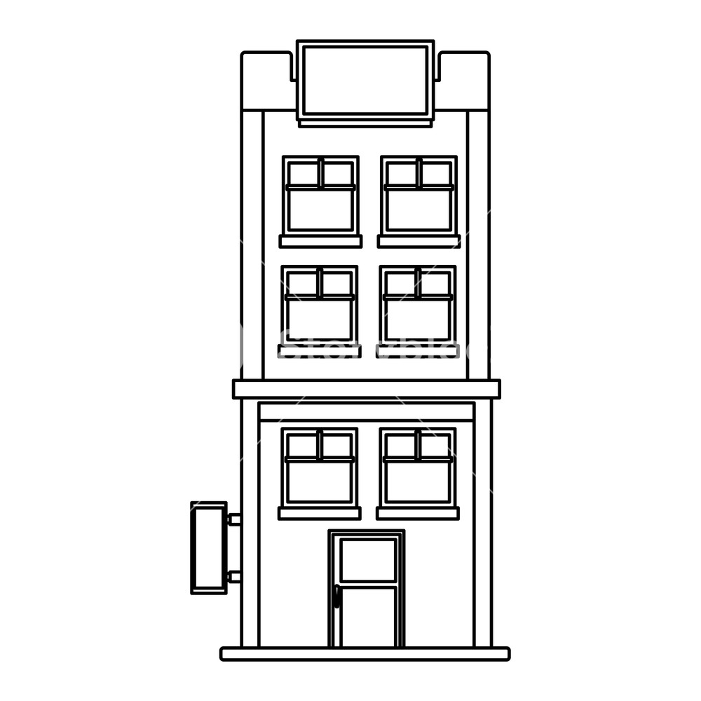 1000x1000 Apartments Building Cartoon Vector Illustration Graphic Design