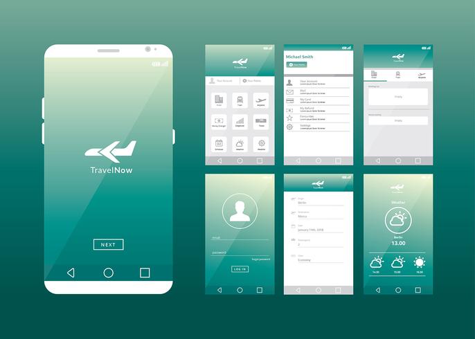 686x490 Mobile App Gui Online Travel Agent Vector