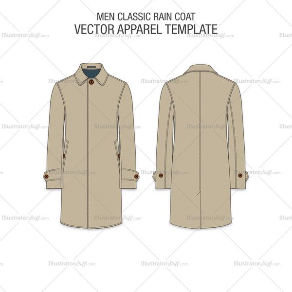 600x600 Men Classic Raincoat Vector Template Templates For Fashion