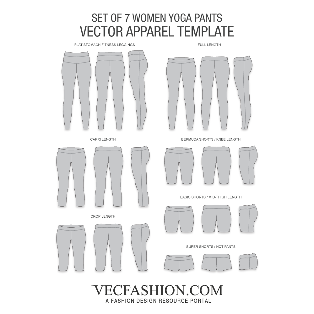 1000x1000 Set Of Yoga Pants Vector Templates