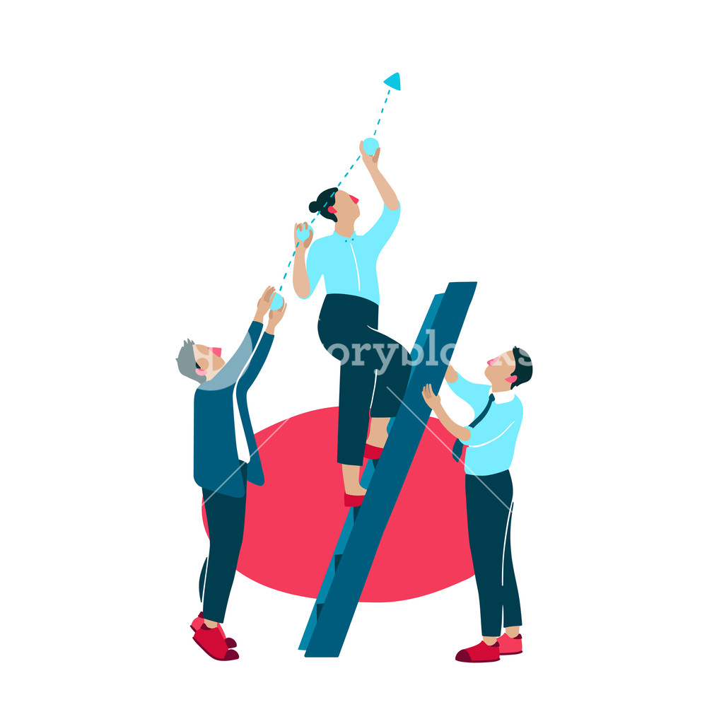 1000x1000 Business Growth Improvement Vector Illustration Company People