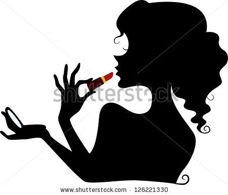 450x385 Illustration Featuring The Silhouette Of A Woman Applying Lipstick
