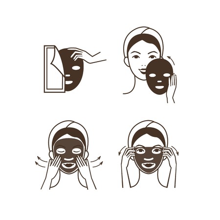 450x450 Steps How To Apply Facial Mask Vector Isolated Illustrations Set