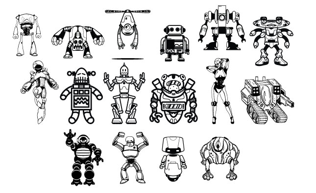 645x395 Robots Vector Pack