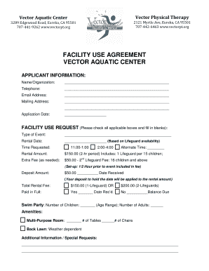 298x386 Fillable Online Vectorpt Facility Use Agreement Vector Aquatic