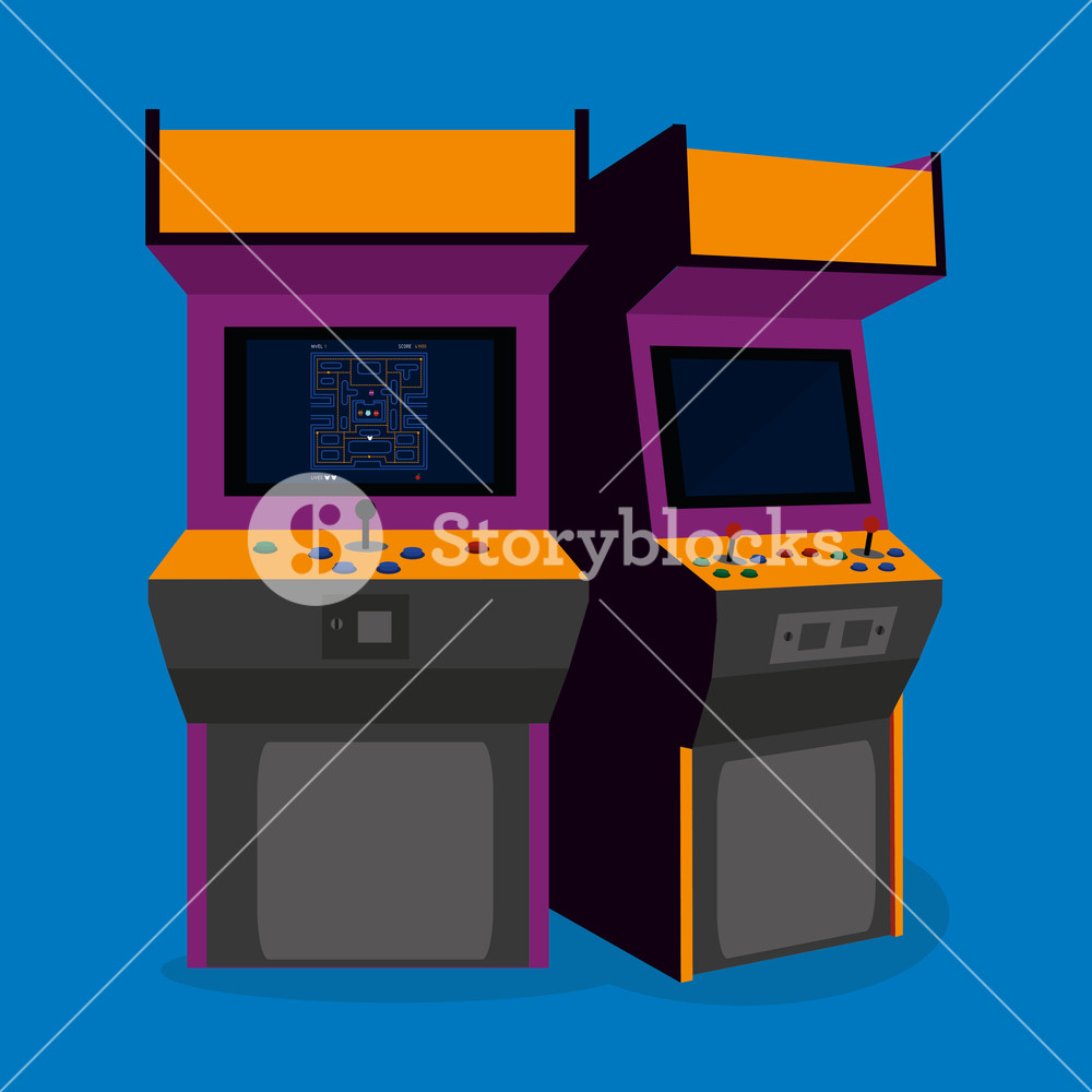 1000x1000 Arcade Machine Of Videogame And Play Theme Vector Illustration