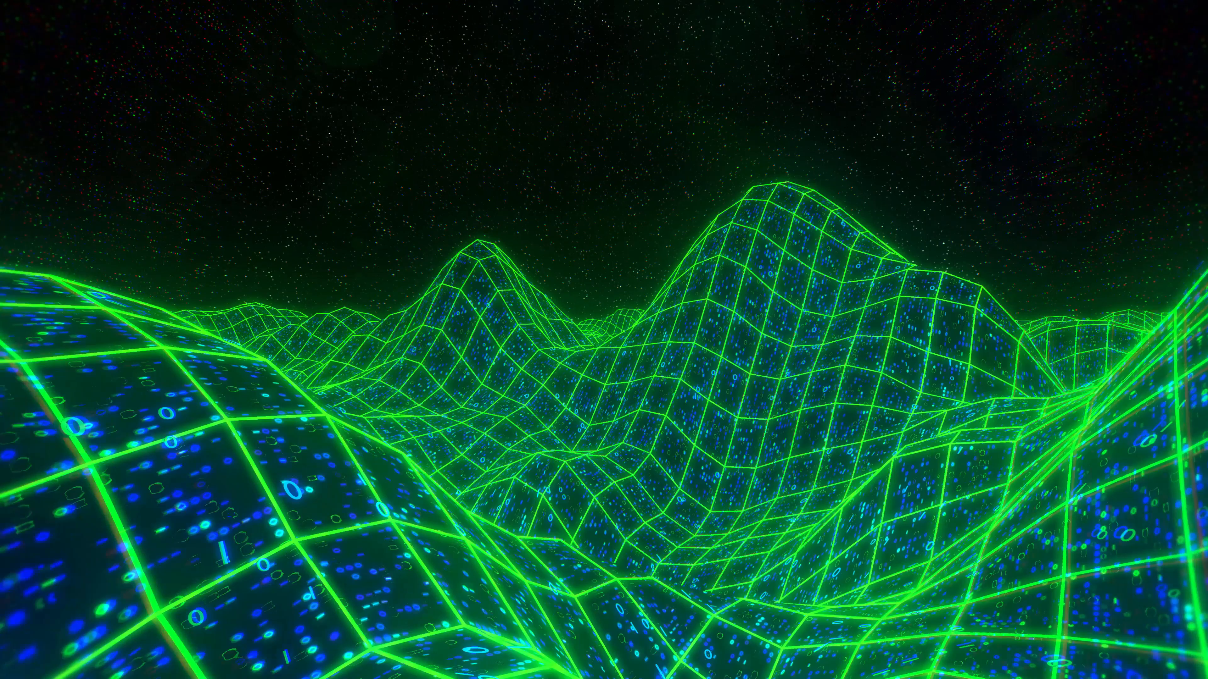 3840x2160 Landscape Terrain Flyover Binary Retro Video Game Vector Arcade