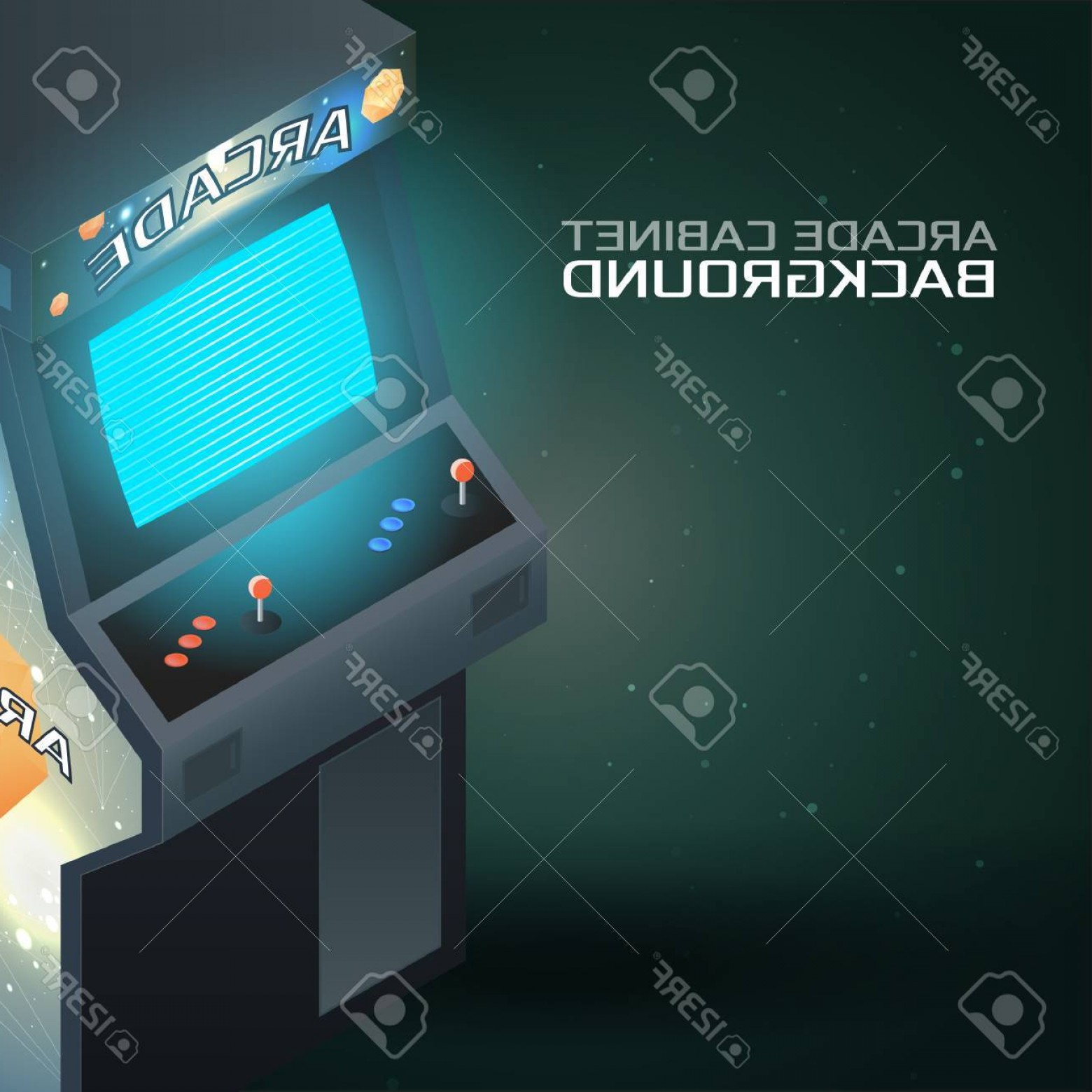 1560x1560 Photostock Vector Arcade Game Cabinet With Glowing Screen