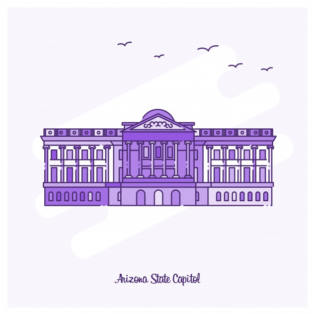 626x626 Arizona State Capitol Landmark Purple Dotted Line Skyline Vector