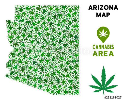 500x406 Ganja Arizona State Map Collage Of Marijuana Leaves Narcotic