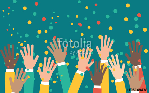 500x313 Arms Of Business People Raised Up In The Air, Happy Crowd