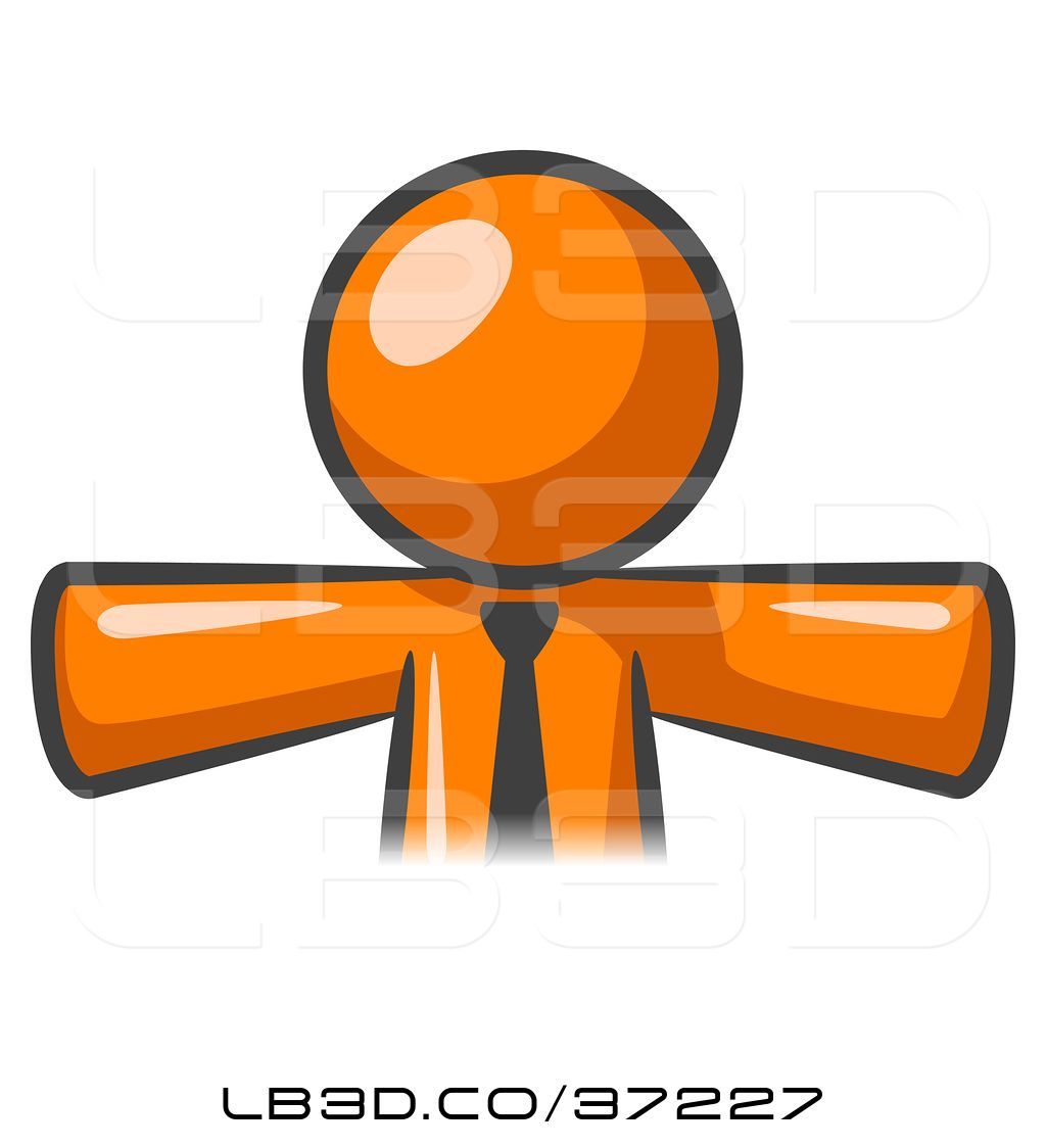 1024x1124 Vector Illustration Of Orange Business Man Wearing A Tie, Facing