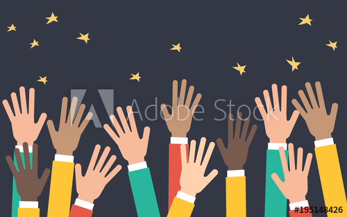 500x313 Arms Of Business People Raised Up In The Air, Supportive Crowd