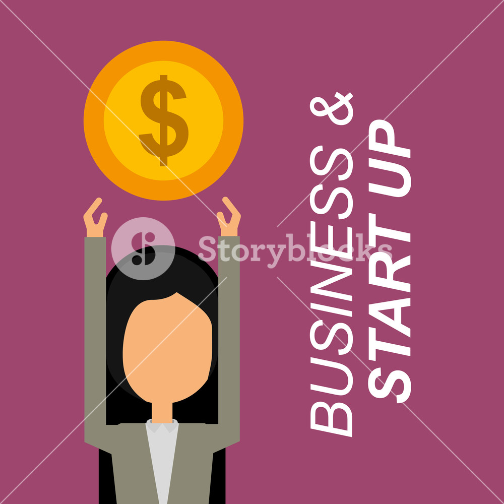1000x1000 Businesswoman Portrait Arms Up Trophy Business And Start Up Vector