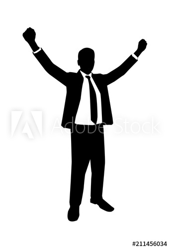 342x500 Vector Of Silhouette Business Raise Arm For Success