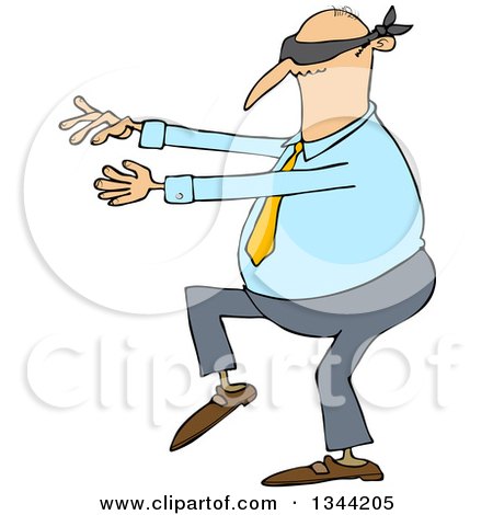 450x470 Clipart Of A Cartoon Chubby White Business Man Walking Blindfolded