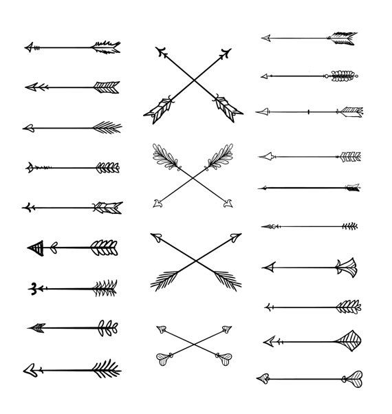 570x602 Doodle Tribal Arrows Clipart Vector Arrows