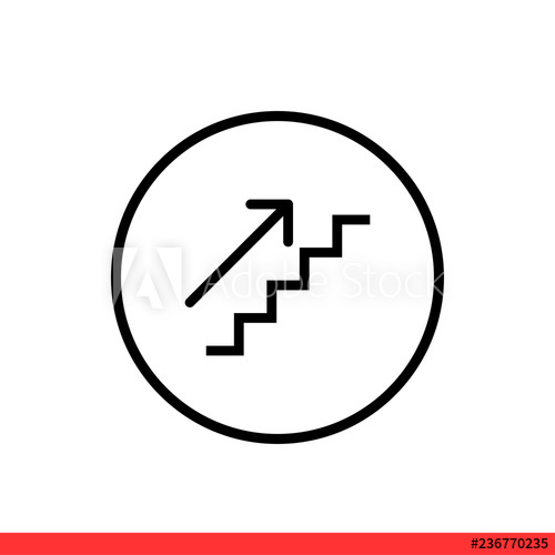 500x500 Upstairs Icon Vector, Arrow Symbol Sign