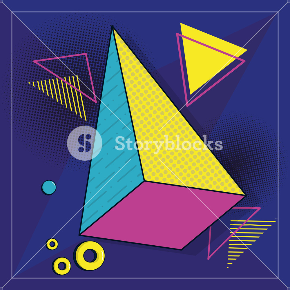 1000x1000 Pop Art Triangle Memphis Cartoon Vector Illustration Graphic
