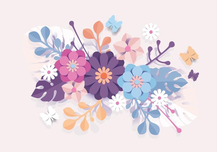 700x490 Floral Papercraft Vector