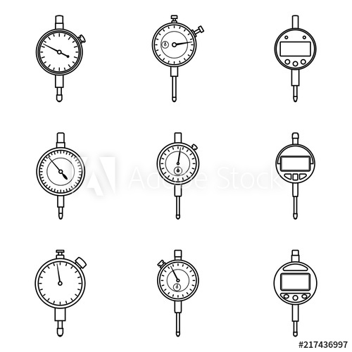 Set Of Machinist Measuring Tools Dial Indicator Vector Thin Line 500x500 Set Of Machinist Measuring Tools Dial Indicator Vector Thin Line