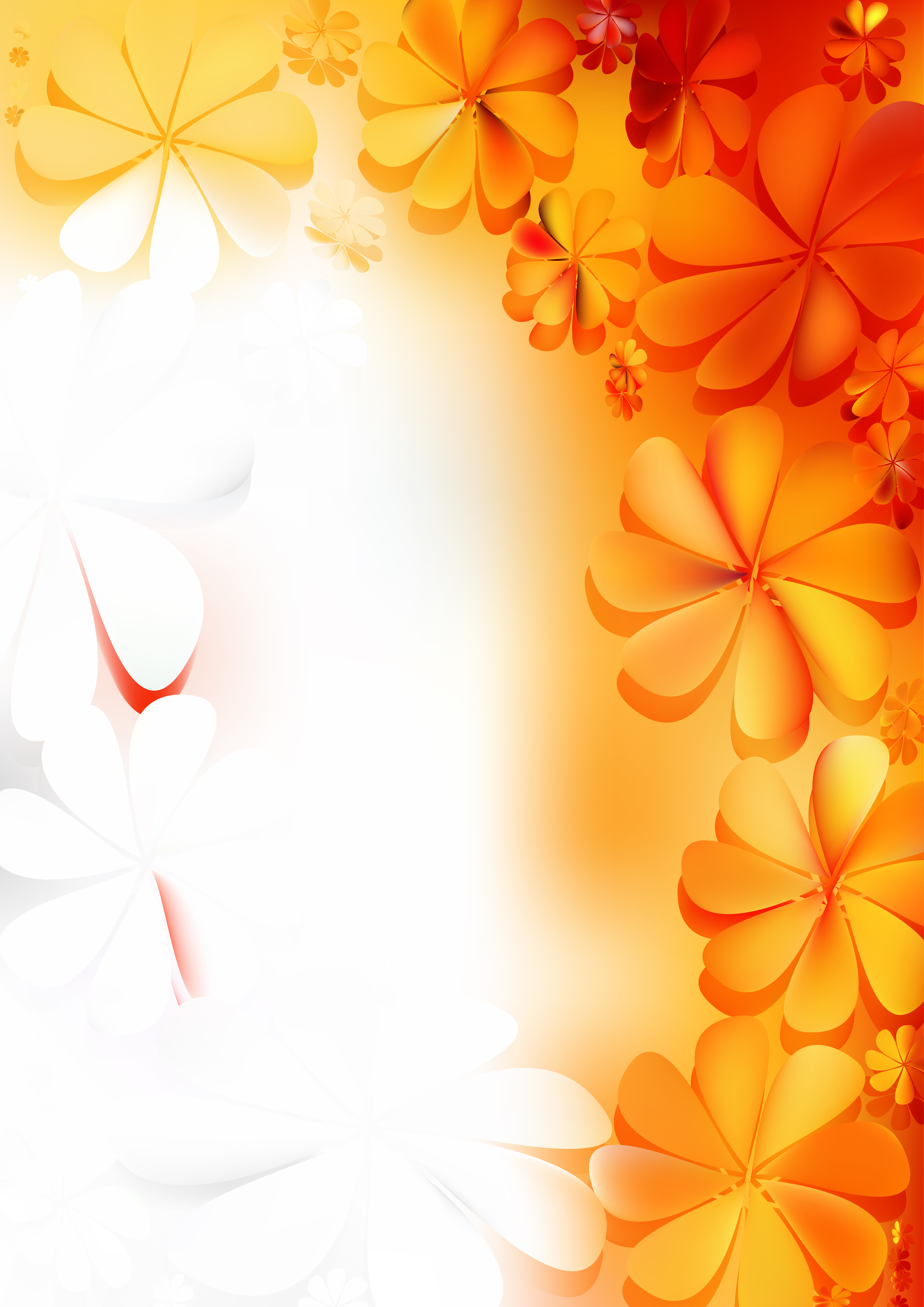 4961x7016 Orange And White Floral Background Vector Art
