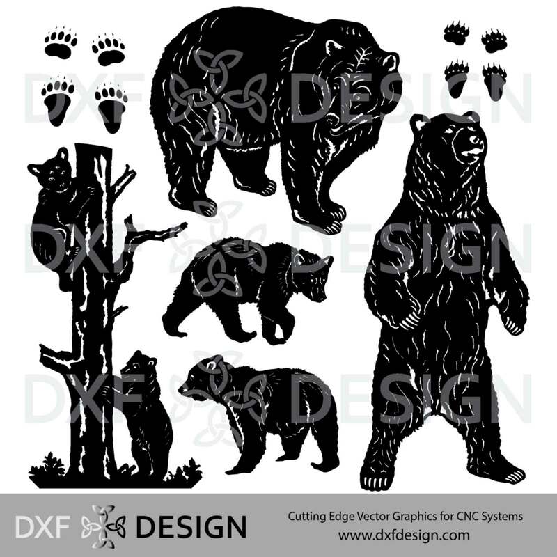 800x800 Bear Collection Dxf For Cnc Plasma Cutting