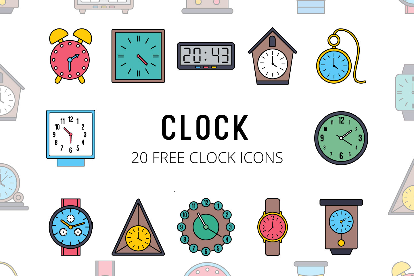 1440x960 Clock Vector Free Icon Set