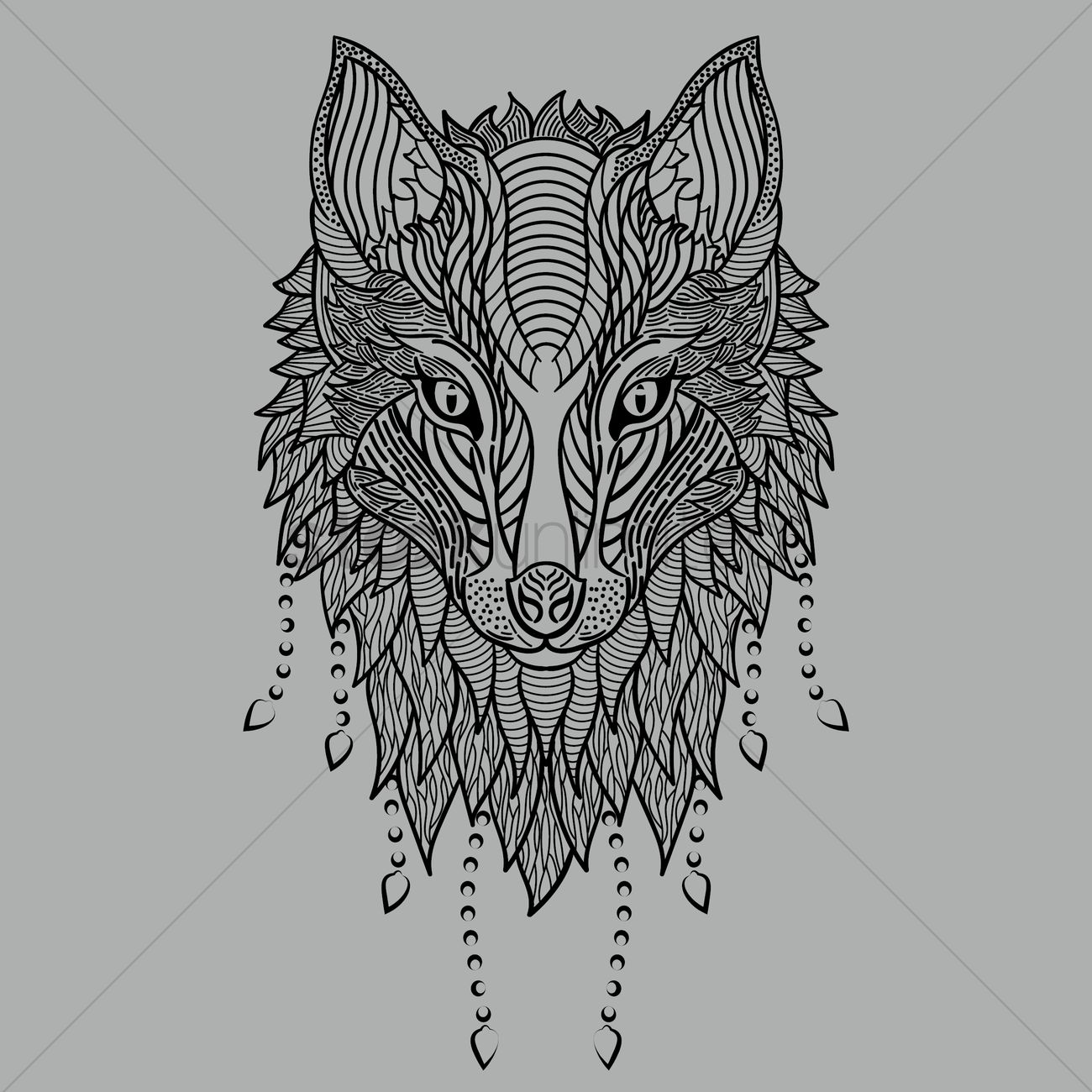 1300x1300 Stylized Wolf Head Vector Image