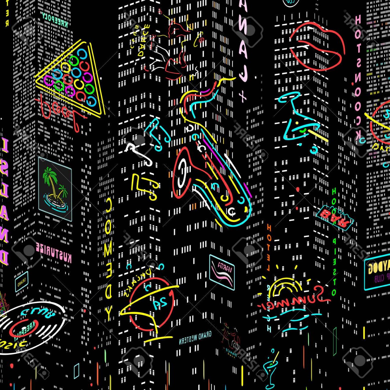 1560x1560 Photostock Vector Background City Nightlife Vector Format