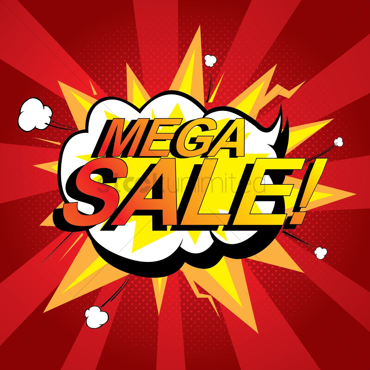 1300x1300 Pop Art Mega Sale Vector Image