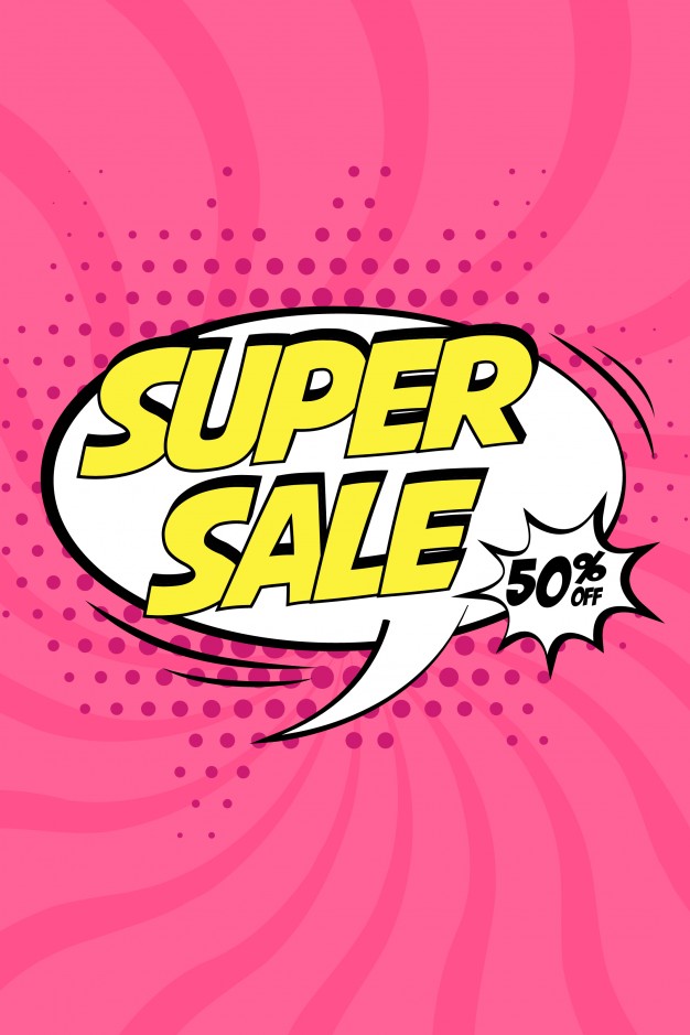 626x939 Super Sale Vector Design With Comic Speech Bubble In Pop Art Style