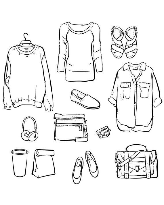 570x713 Vector Fashionable Women's Clothes Clipart Commercial Use, Vector