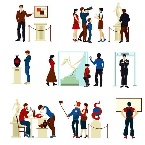People In Museum Gallery Color Icons 490x490 People In Museum Gallery Color Icons