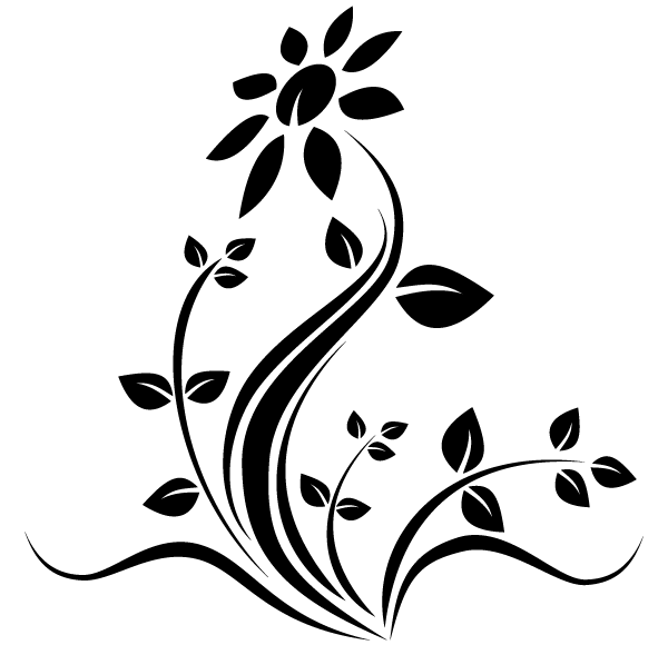 Design Black And White Art Flower Png 600x580 Design Black And White Art Flower Png