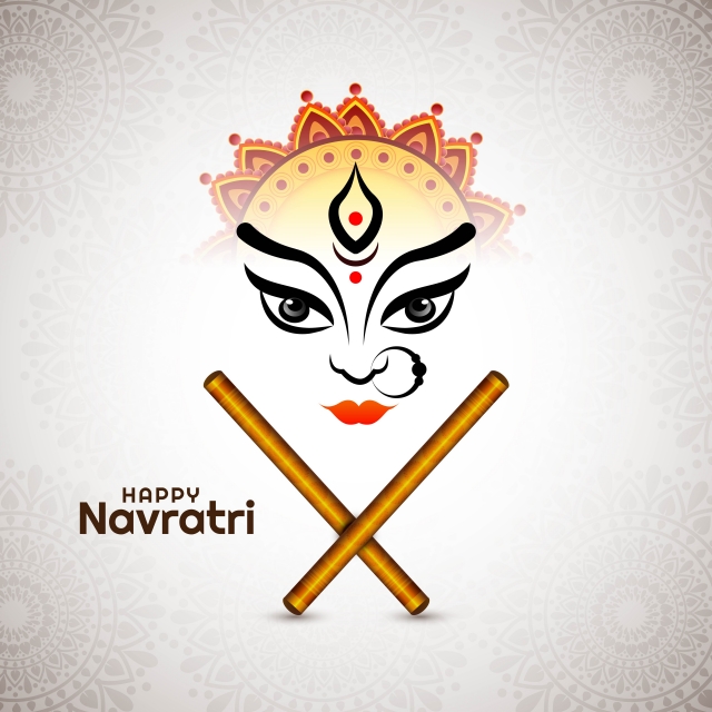 640x640 Vector Illustration Of Maa Durga Face Background For Happy Navra