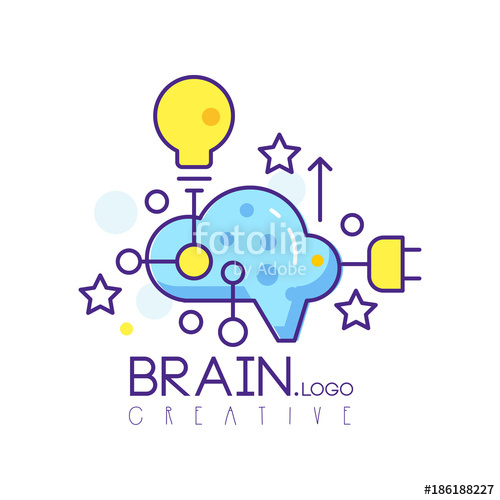 500x500 Colorful Line Art Logo Design With Cloud, Light Bulb And Stars