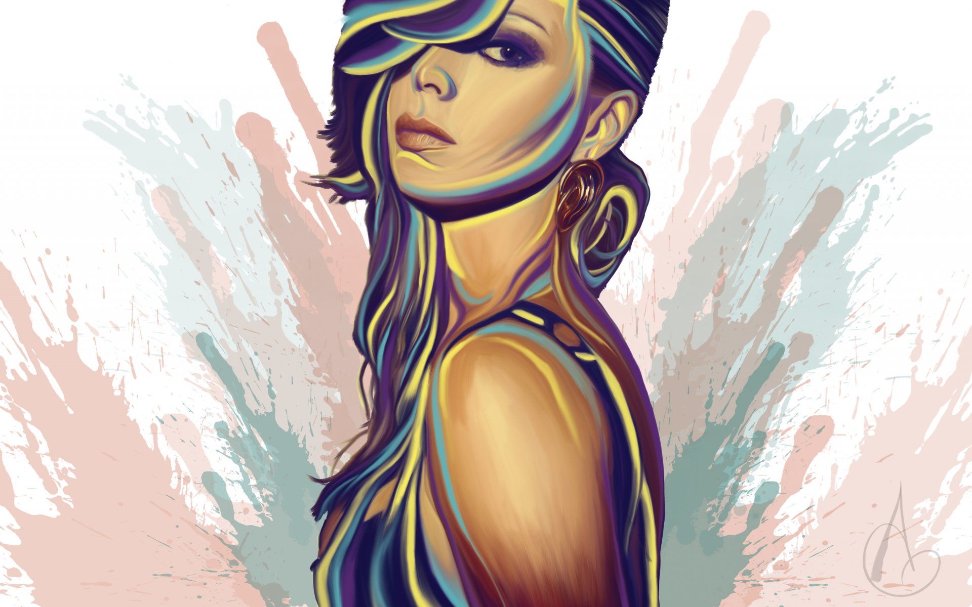 1920x1200 Girl Mood Glance Vector Art Desktop Pc And Mac Wallpaper