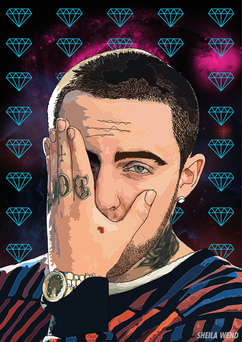 500x706 Illustration Art Mac Miller Music Hip Hop Design Galaxy Portrait