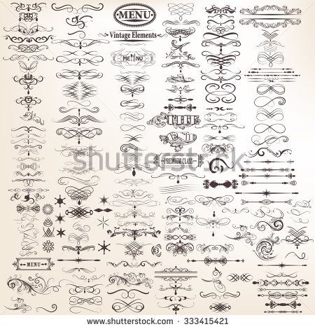 450x470 Mega Set Or Collection Of Vector Calligraphic Decorative Elements