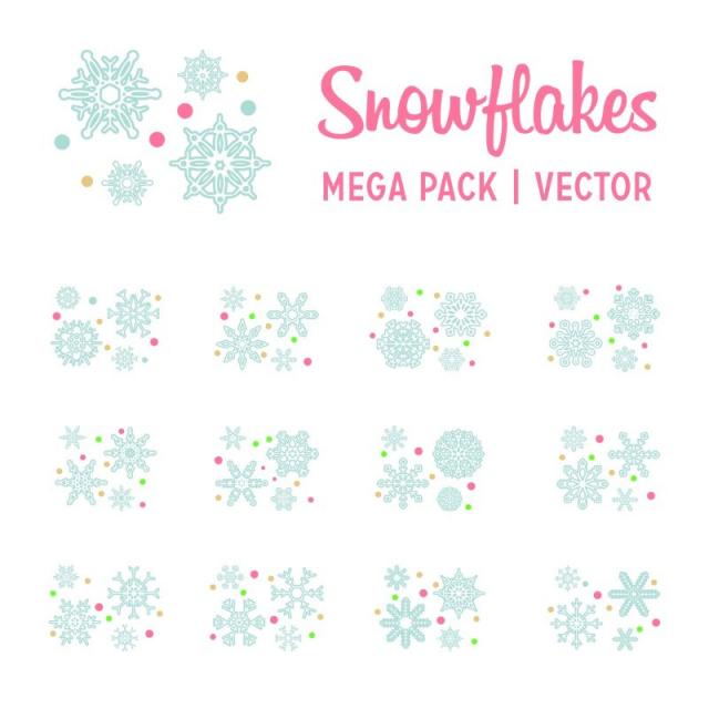 640x640 Snowflakes Mega Pack Vector, Background, Red, Xmas Png And Vector
